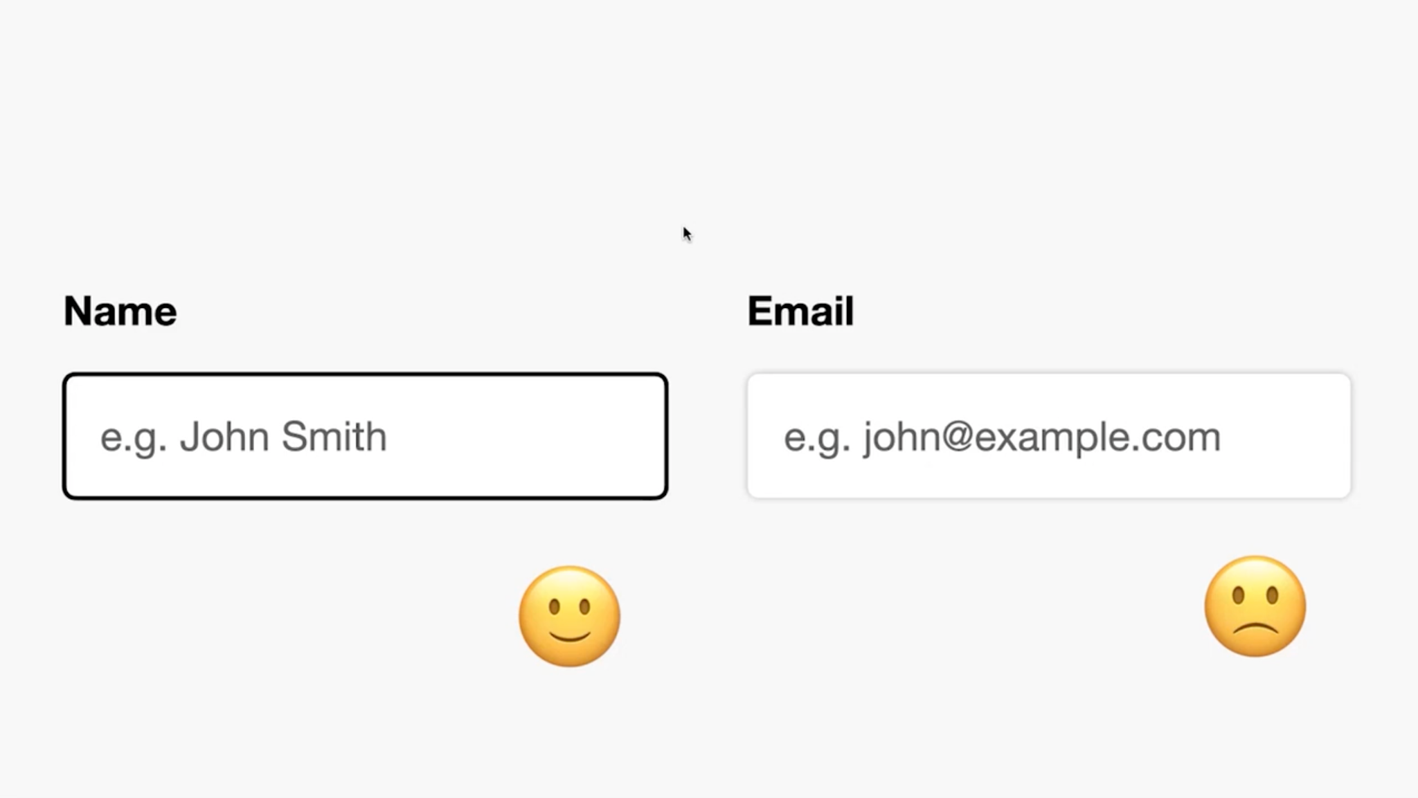 Two form fields. The left-hand one shows a thicker border around the input box