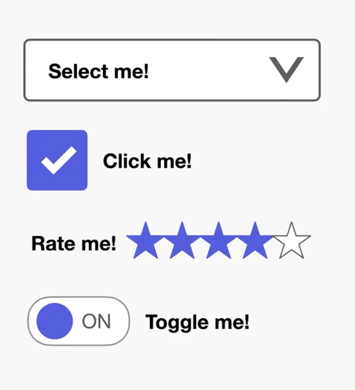 A form illustrating high contrast between colors in each element