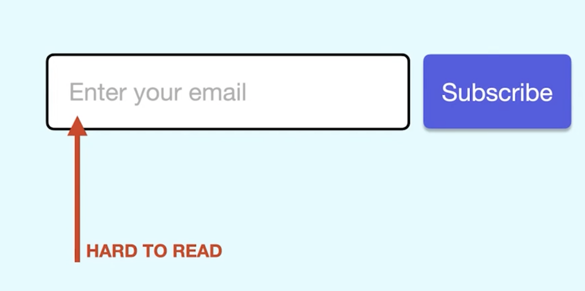 Form field contains the low contrast text "Enter your email" inside