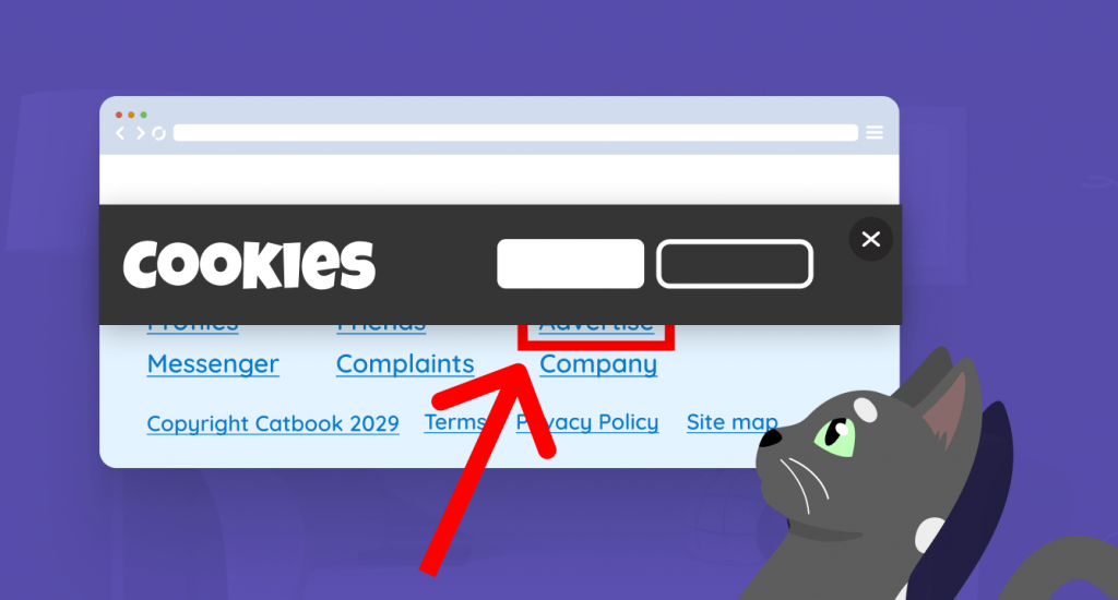 A website with a cookie popup covering the footer, and partially obscuring the focus state.