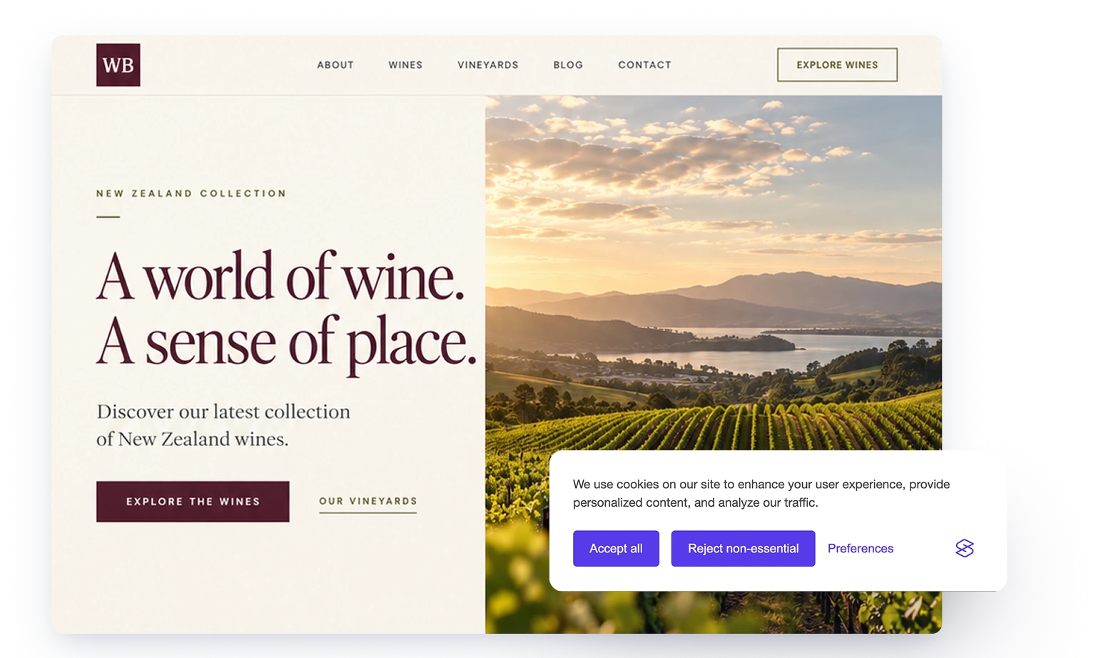 A website with the Silktide cookie banner in its own colors, bottom right